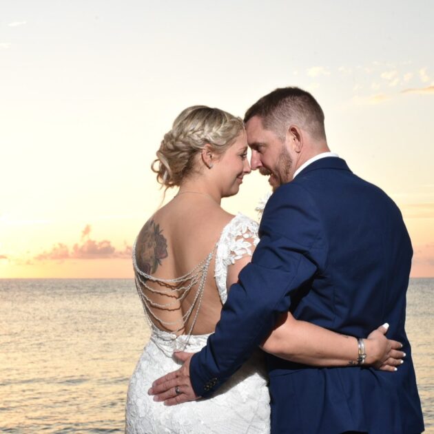 Sunset wedding couple portrait in Jamaica